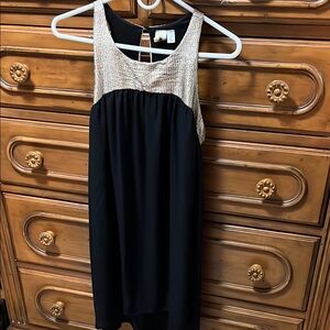 Needle & Thread Black and Gold Sleeveless High Low Dress